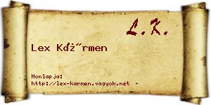 Lex Kármen névjegykártya